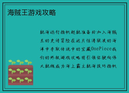 海贼王游戏攻略
